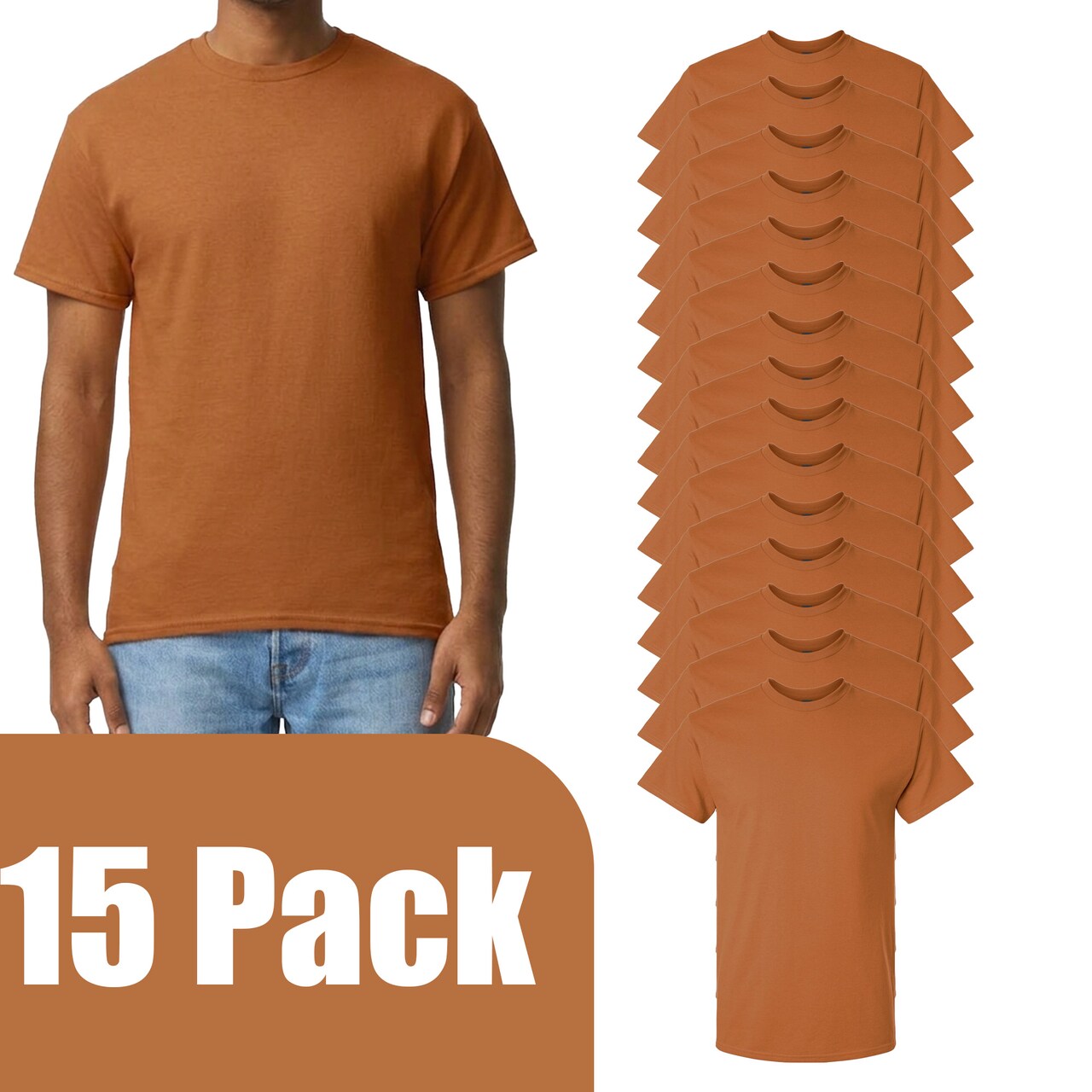 Gildan Ultra Cotton Short Sleeve T-Shirt Bundle, Texas Orange Unisex Crewneck Blanks for DIY Printing